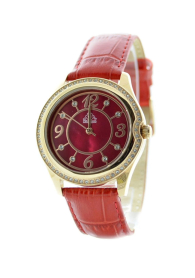 Ceas elegant roșu cu cristale de damă Kappa KP-1409L-D