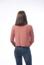 Cardigan în nuanţă corai cu design simplu de damă 8250-3