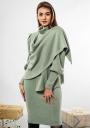 Rochie verde elegantă, cu mânecă șlefuită, cu o vestă Avangard