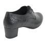 Women's mid heels shoes black leather with croco detail