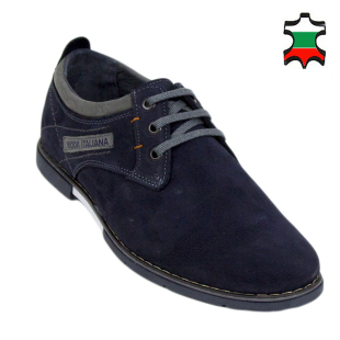 Men's blue suede leather shoes 33548
