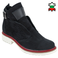 Women's perforated suede leather summer boots