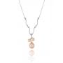 Silver necklace with natural pink pearls and zircons CAA044P Swan