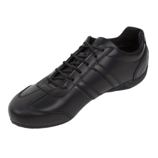 Black low men's sneakers made of genuine leather 104NERO