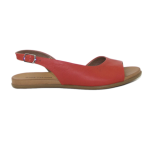 Sandale de damă cu curea joasă din piele roșie autentică KIRA142RED