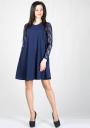 Wide blue dress with lace sleeves BF RUMENA