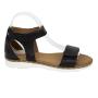 Women's black colour leather sandals with velcro fasterning 33660