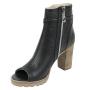 Women's perforated black leather summer boots on high heels