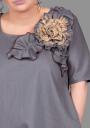 Denim maxi dress with flower decoration ILINA Fashion