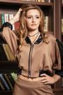 Women's beige top with lace and leather elements Avangard