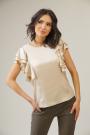 Elegant women's blouse with curls on the sleeves color ecru 82133-102