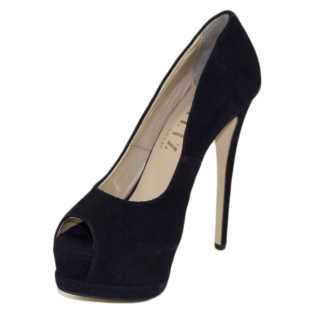 Ladies formal shoes with open toes and high heels 3287BLUE