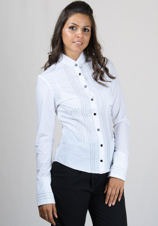 White Shirt with Black Lining and Nice Buttons BF RUMENA