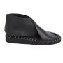 Women's black leather sandals with back zipper 19260