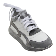 Women's sneakers natural leather combination silver and white 3038WHITE