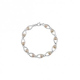 Silver bracelate with fresh water white pearls ISL0038W Swan