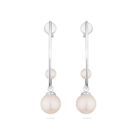 Silver Earrings with white natural pearls GE004 Swan