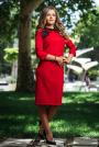 Red dress with black lace on shoulders and collar Avangard