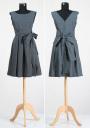Cotton summer dress in black with white dots with belt RUMENA