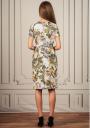 Women's summer dress made of linen fabric of yellow flowers with belt Avangard