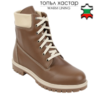 Мъжки високи боти от кафява напа с хастар тип каракул