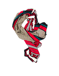 Women's scarf with motifs in black and red 62