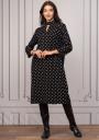Elegant long dress with long sleeves in black polka dots Avangard