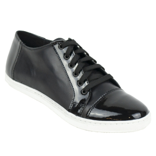 Black women's sneakers with lacquer 1601-black