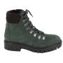 Women's green leather boots with ties, zipper and warm lining 32783