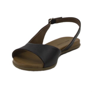 Sandale de damă cu bretele joase din piele naturală neagră KIRA142BLACK