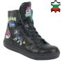 Women's shoes sport casual black leather with pokemons