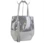 Сребриста дамска чанта от естествена кожа EMI13SILVERWHITE
