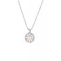 Silver necklace with natural white pearls and zircons FN450N Swan