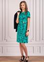 Ladies elegant turquoise dress with black flowers Avangard