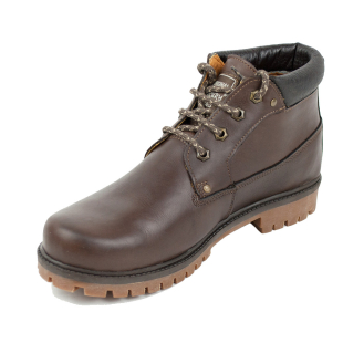 Men's brown leather boots with windproof and rainproof lining