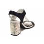 Women's sandals made of genuine leather in dark blue color with marble heel 21269