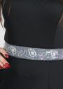 Evening black long dress with beads embellished belt BF RUMENA