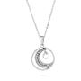 Silver heart and moon pendant necklace with zircons END136N Swan
