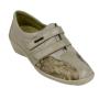 Ladies orthopedic beige leather shoes in combination with stretch