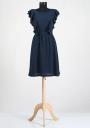 Rochie bleumarin cu volane decorative RUMENA