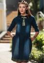 Denim dress with collar and ribbon Avangard