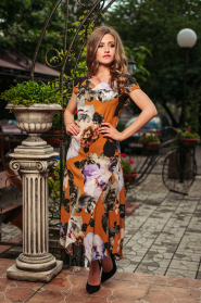 Ladies long dress with orange flowers Avangard