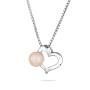 Сребърно колие сърце със сладководна розова перла IP0721P Swan
