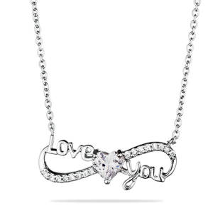 Silver necklace with zircons MR2572N Swan