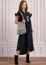 Women's long dress blue denim cut with satin ribbon Avangard