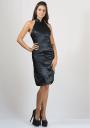 Party Dress Made of Black Satin with Chinese Collar  RUMENA