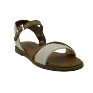 Women's low genuine leather sandals in brown and gray ARABIKA01BEIGE