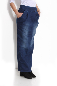 Long denim skirt with front pockets Avangard