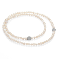 Freshwater white pearls necklace 5-6 mm with zircons elements RB010NW Swan