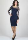 Navy dress with floral motifs lace back and sleeves RUMENA